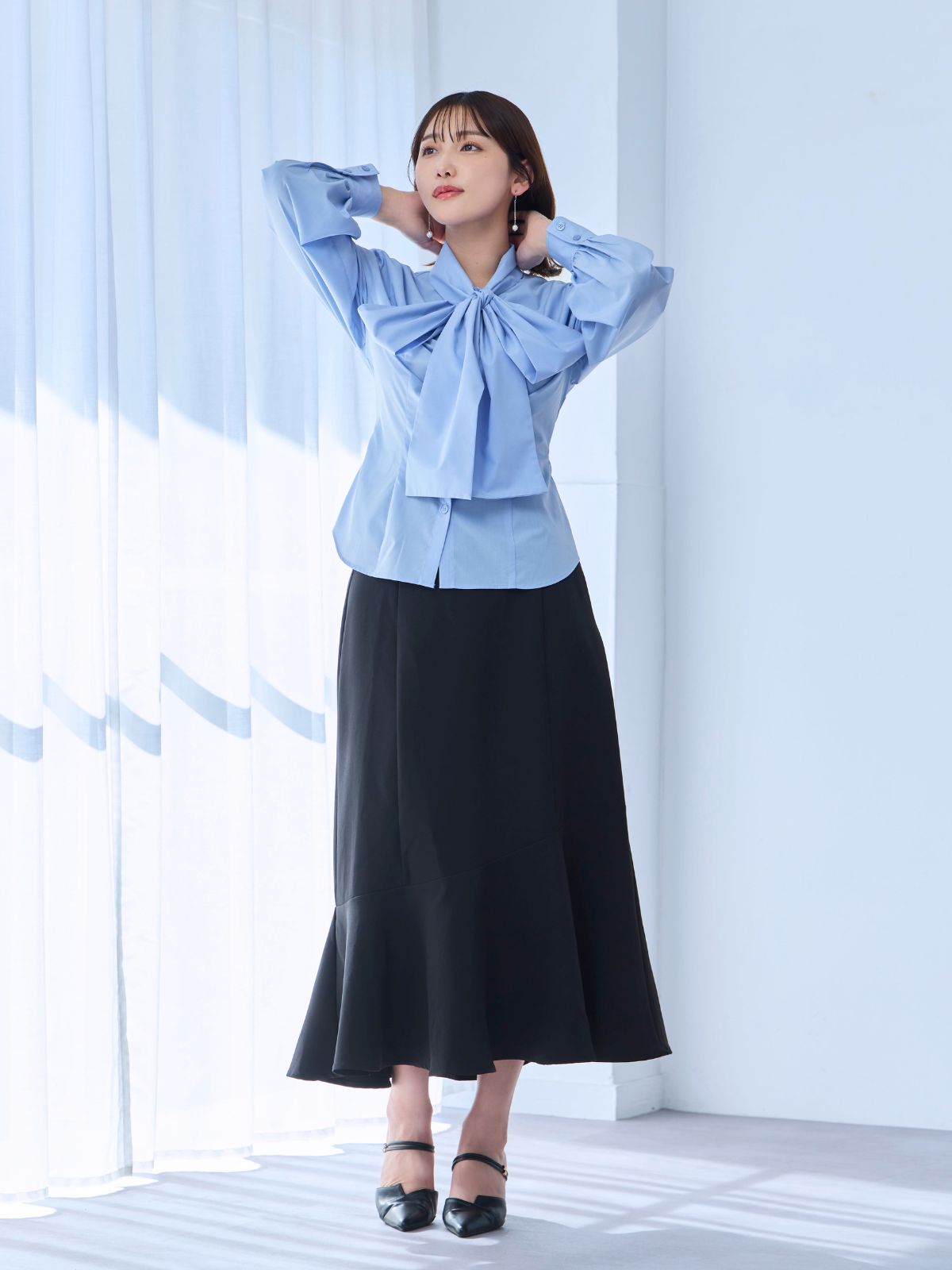 ペプラム5分袖ニットトップス｜AZUL BY MOUSSY（アズールバイ