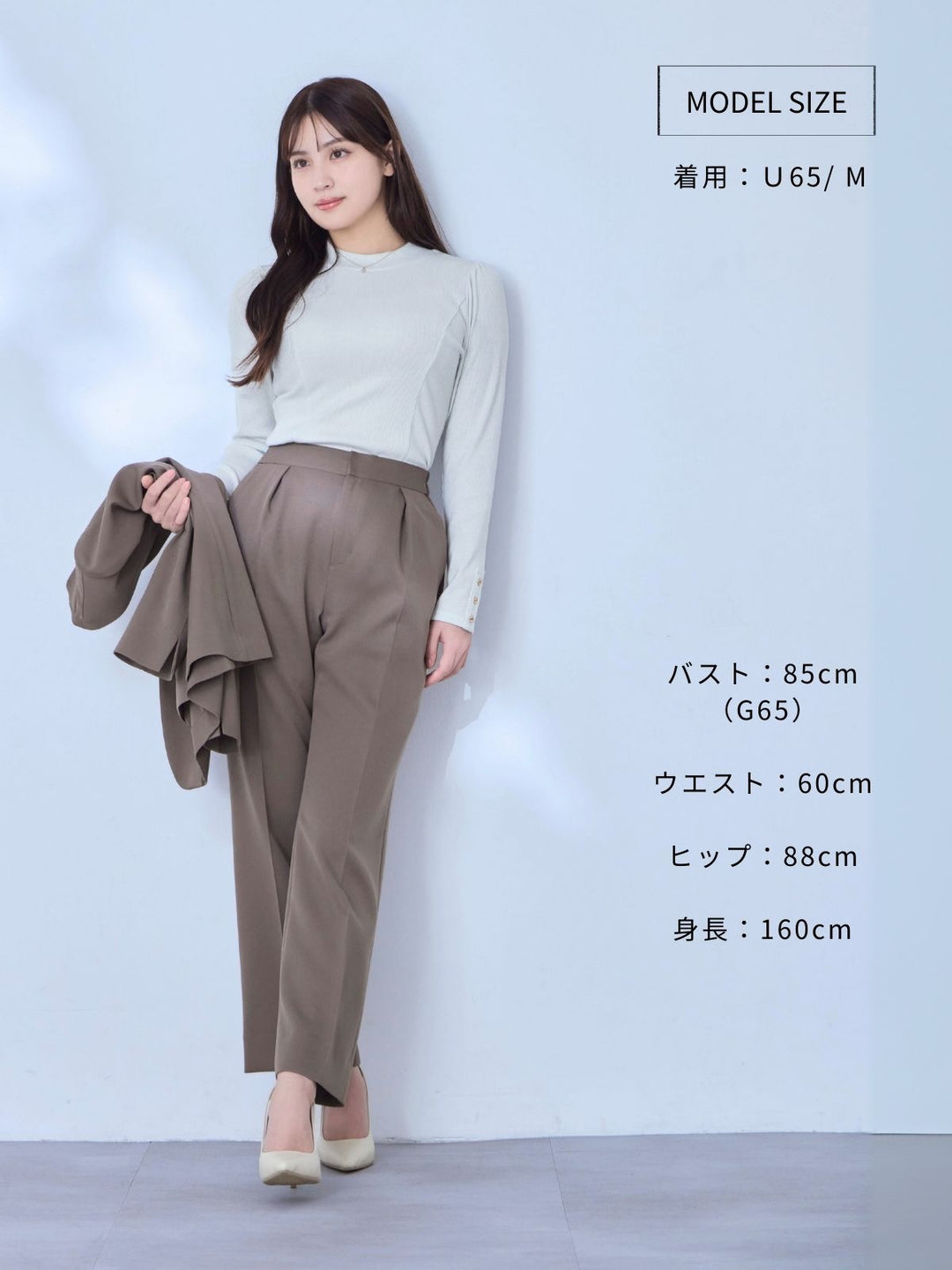 ノーカラーハイストレッチジョーゼットジャケット：ネイビー│胸