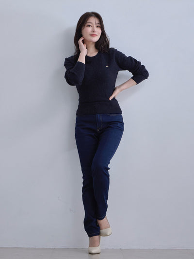 [12/11 22:00発売 期間限定 300円OFF]ジャカードラメニット：ネイビー[102サイズ対応]