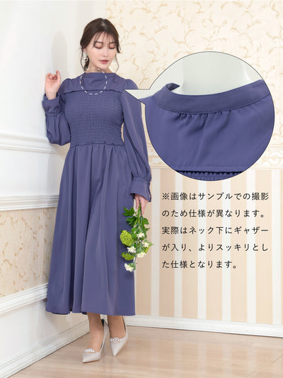 [9/18 22:00～40%OFF]前後で着られるシャーリングワンピース：ラズベリー[一部入荷次第発送]【OUTLET】