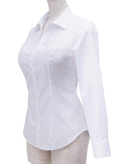 ホワイトシャツ：スキッパー22SS - overE/オーバーイー |胸が大きな女性のためのアパレルブランド