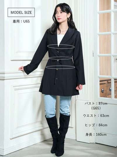 [3/20 22:00～4000円OFF]ドロストショールカラージャケット：ブラック
