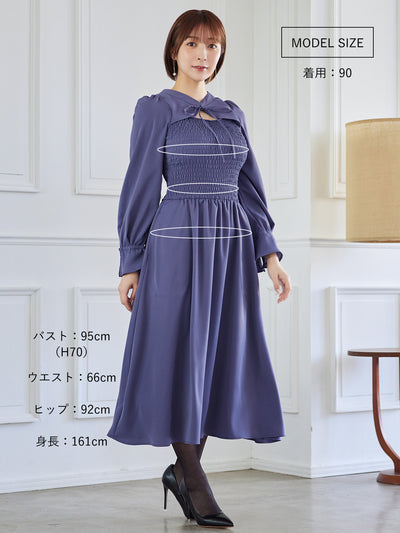 [9/18 22:00～40%OFF]前後で着られるシャーリングワンピース：ダークグリーン[一部入荷次第発送]【OUTLET】