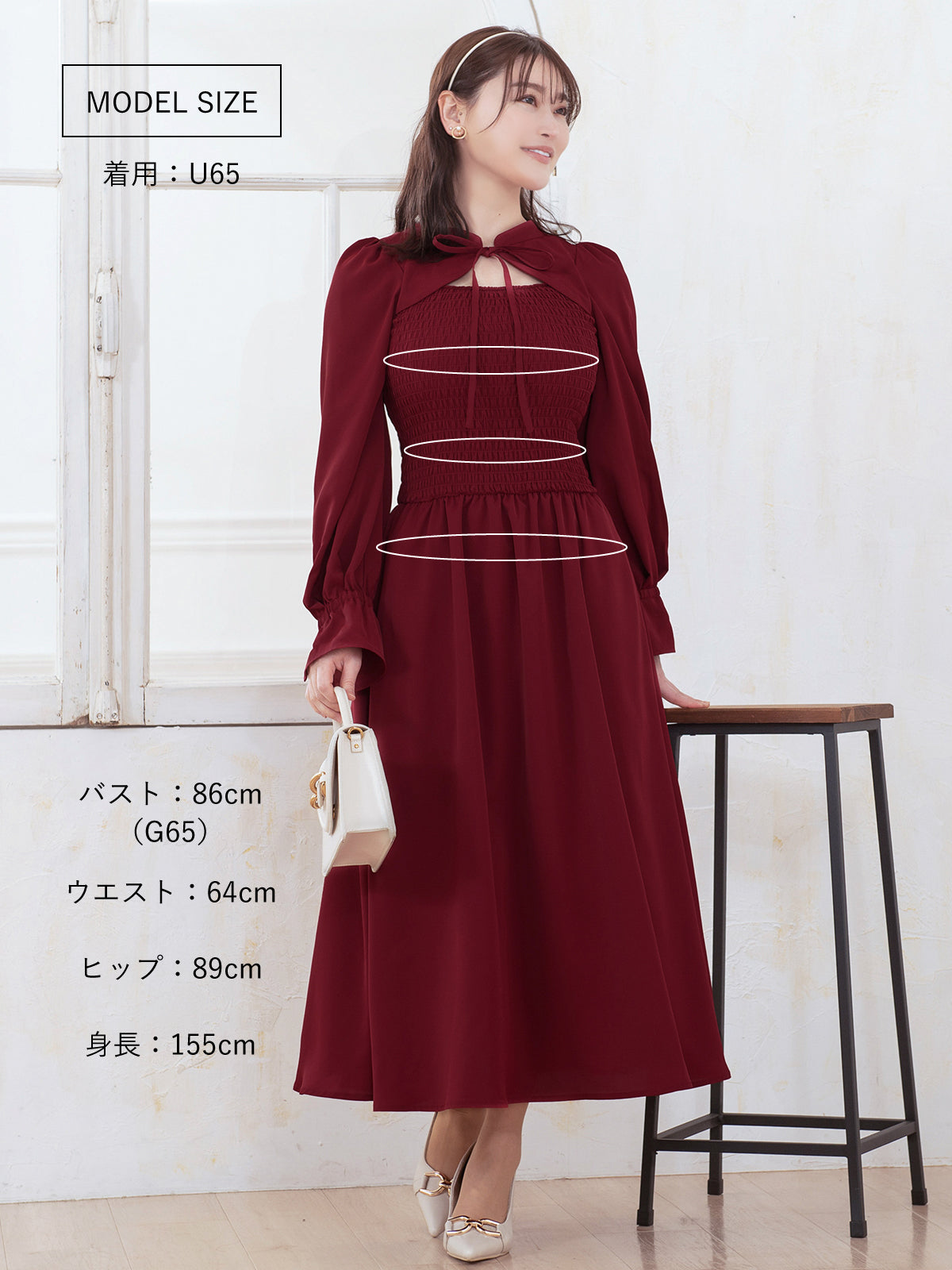 [9/18 22:00～40%OFF]前後で着られるシャーリングワンピース：ダークグリーン[一部入荷次第発送]【OUTLET】